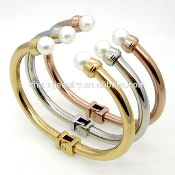 Bela Jóias De Moda Ajustável Bead Pulseira De Aço Inoxidável Para Mulheres Bangles GSL040